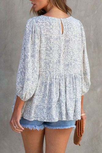Floral Print Lantern Long Sleeved T-Shirt