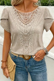 Lace Round Neck Short Sleeved T-Shirt