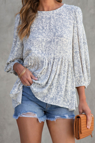Floral Print Lantern Long Sleeved T-Shirt