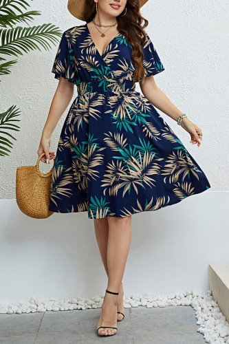 Summer V-Neck Slimming Short Sleeve Dress