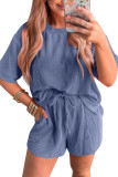 Short Sleeved Drawstring Shorts Two-Piece Set