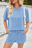Short Sleeved Drawstring Shorts Two-Piece Set