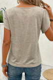 Lace Round Neck Short Sleeved T-Shirt
