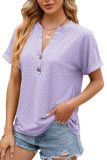 V-Neck Button Loose Short Sleeved T-Shirt