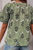 V-neck Printed Short-sleeved Shirt