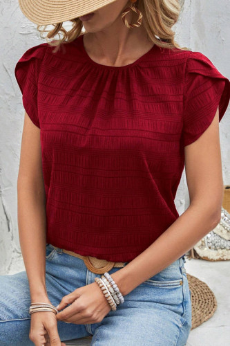 Round-Neck Petal Sleeve Tops