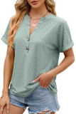 V-Neck Button Loose Short Sleeved T-Shirt