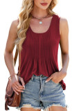 Solid Color Round Neck Loose Sleeveless T-Shirt