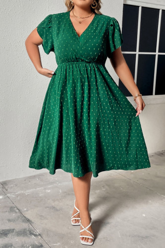 V-Neck Swiss Dot Loose Short Sleeve Dress