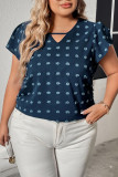 Peacock Blue Ruffled Short Sleeved Shirt