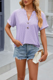 V-Neck Button Loose Short Sleeved T-Shirt