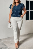 Peacock Blue Ruffled Short Sleeved Shirt