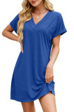 Solid Color V-Neck Loose Casual Dress