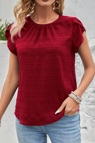 Round-Neck Petal Sleeve Tops