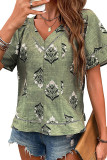 V-neck Printed Short-sleeved Shirt