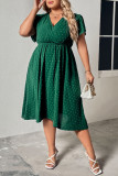 V-Neck Swiss Dot Loose Short Sleeve Dress