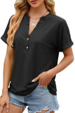 V-Neck Button Loose Short Sleeved T-Shirt