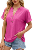 V-Neck Button Loose Short Sleeved T-Shirt