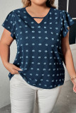 Peacock Blue Ruffled Short Sleeved Shirt