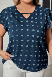 Peacock Blue Ruffled Short Sleeved Shirt