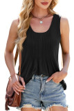 Solid Color Round Neck Loose Sleeveless T-Shirt