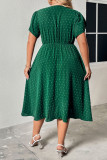 V-Neck Swiss Dot Loose Short Sleeve Dress