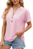 V-Neck Button Loose Short Sleeved T-Shirt
