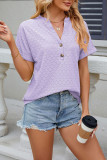 V-Neck Button Loose Short Sleeved T-Shirt