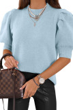 Round Neck Bubble Short Sleeve Sweater