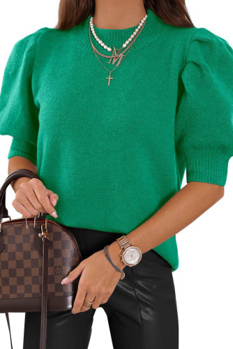 Round Neck Bubble Short Sleeve Sweater