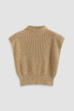 High Neck Solid Color Pit Stripe Sweater Vest