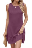 Solid Color Sleeveless Backless Dress
