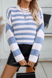 Snowy Striped Color Blocked Sweater