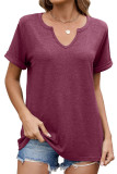 Solid Color V-Neck Loose Short Sleeved T-Shirt