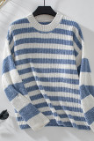 Snowy Striped Color Blocked Sweater