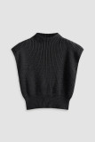 High Neck Solid Color Pit Stripe Sweater Vest