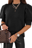 Round Neck Bubble Short Sleeve Sweater