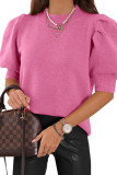 Round Neck Bubble Short Sleeve Sweater