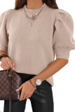 Round Neck Bubble Short Sleeve Sweater