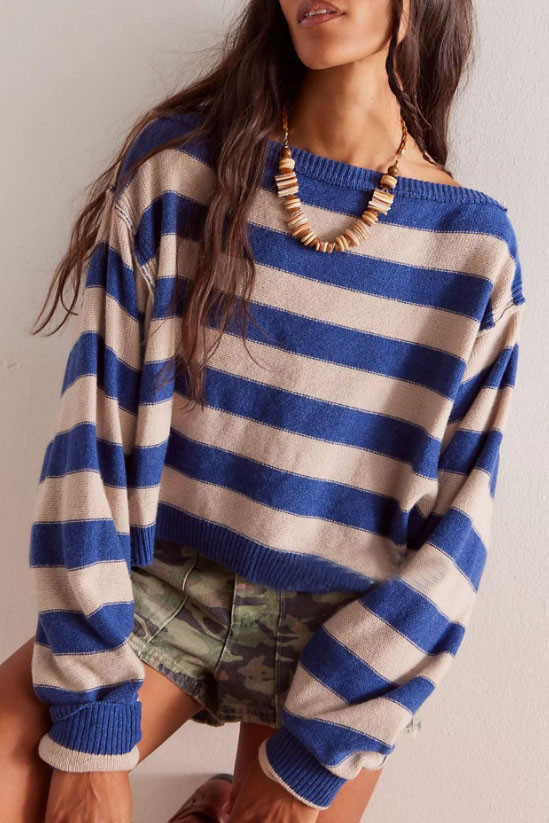 Long Sleeve Striped Knitted Loose Sweater