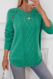 Button Top Twisted Flower Knitted Sweater