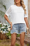 Loose T-shirt With Lace Trim Top For Women