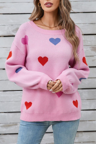 Love Printed Lantern Long Sleeved Sweater