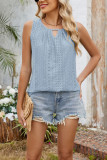 Hollow Pleated Sleeveless T-shirt Top