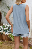 Hollow Pleated Sleeveless T-shirt Top