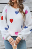 Love Printed Lantern Long Sleeved Sweater