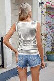Striped Round Neck Color-blocked Ribbed Pit Stripe Tank Top For Women