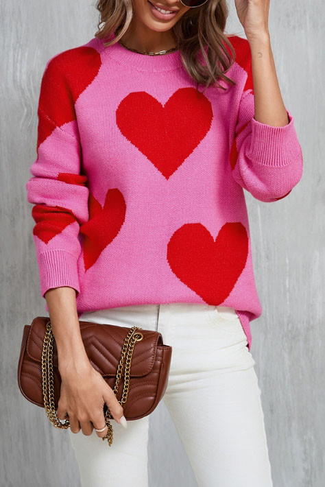 Valentine's Day Round Neck Long Sleeved Sweater