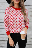 Valentine's Day Round Neck Peach Heart Sweater