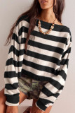Long Sleeve Striped Knitted Loose Sweater